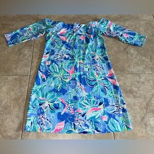 Lilly Pulitzer Laurana Off-the-shoulder Dress blue Celestial Seas Size M
